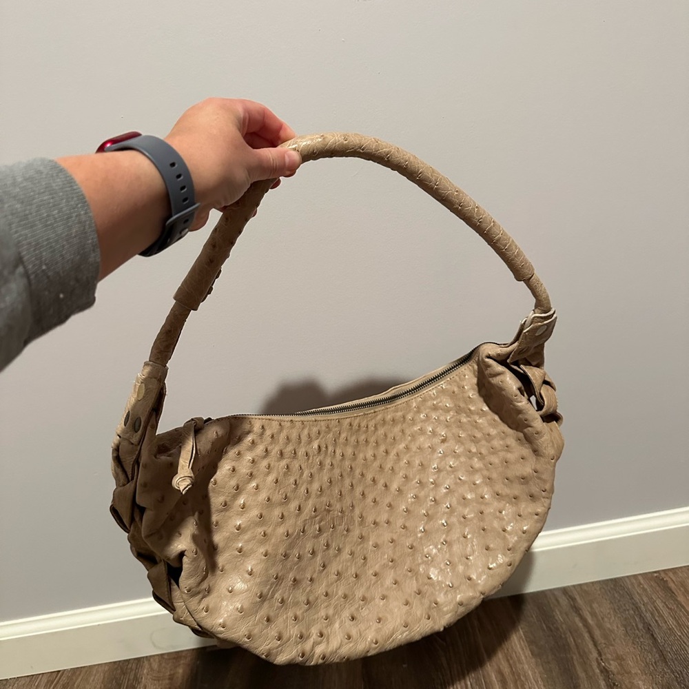 Vintage Ostrich Leather Kingsley Shoulder Bag - Picture 2 of 8